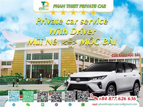 Car rental Mui Ne <=> Moc bai (private car with driver)